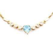 HALLMARKED 18CT GOLD TOPAZ & CZ PENDANT NECKLACE
