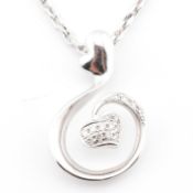 ITALIAN 18CT WHITE GOLD & DIAMOND PENDANT NECKLACE