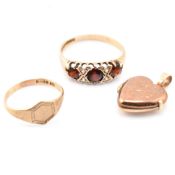 COLLECTON OF 9CT GOLD & GEM SET JEWELLERY