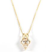 14CT GOLD & CZ PENDANT STRUNG ON 18CT GOLD CHAIN NECKLACE