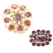 TWO 19TH CENTURY GOLD & GARNET BROOCH PINS