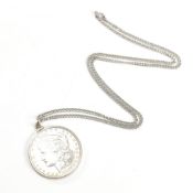 VICTORIAN 1898 SILVER 1 DOLLAR COIN PENDANT NECKLACE