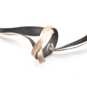 CONTEMPORARY DESIGN SILVER RIBBON NECKLACE - AREK WOLSKI