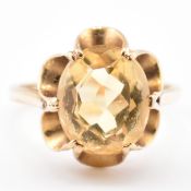1970S HALLMARKED 9CT GOLD & CITRINE RING