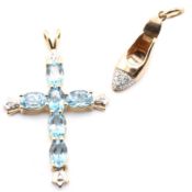 TWO HALLMARKED 9CT GOLD & GEM SET NECKLACE PENDANTS