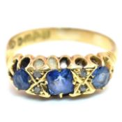 EDWARDIAN 18CT GOLD SAPPHIRE & DIAMOND RING