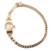 HALLMARKED 9CT GOLD WRISTWATCH WITH ROLLED GOLD BRACELET STRAP