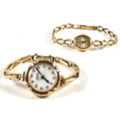 HALLMARKED 9CT GOLD WRISTWATCH & 9CT GOLD & ROLLED GOLD WRISTWATCH