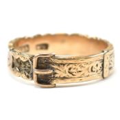 19TH CENTURY 9CT GOLD MOURNING BUCKLE RING