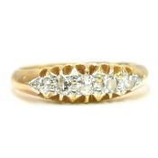 18CT GOLD & PLATINUM DIAMOND FIVE STONE RING