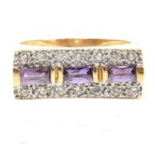 18CT GOLD AMETHYST & DIAMOND RING