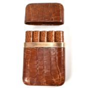 HALLMARKED 9CT GOLD & LEATHER JOHN POUND & CO CIGAR CASE