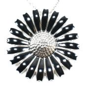 GEORG JENSEN HALLMARKED SILVER DAISY BROOCH PIN & NECKLACE CHAIN