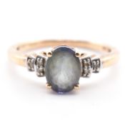 HALLMARKED 9CT GOLD BI-COLOUR TANZANITE & DIAMOND RING