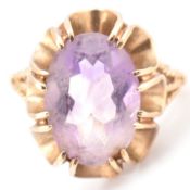 1970S HALLMARKED 9CT GOLD & AMETHYST COCKTAIL RING