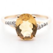 HALLMARKED 9CT GOLD CITRINE & SPINEL RING