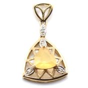 HALLMARKED 9CT GOLD BRAZILIAN FIRE OPAL & DIAMOND PENDANT