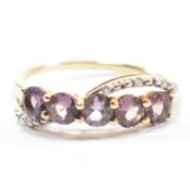 HALLMARKED 9CT GOLD & SPINEL CROSSOVER RING