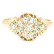 19TH CENTURY HALLMARKED 18CT GOLD & DIAMOND CLUSTER RING