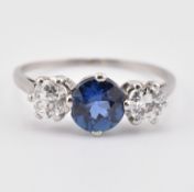 SAPPHIRE & DIAMOND THREE STONE RING