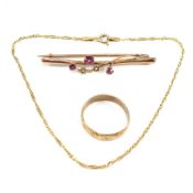 COLLECTION OF 9CT GOLD JEWELLERY & 14CT GOLD BRACELET