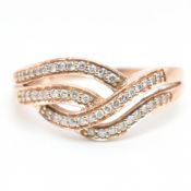 HALLMARKED 9CT ROSE GOLD & DIAMOND CROSSOVER RING