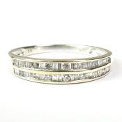 HALLMARKED 9CT GOLD & DIAMOND TWO ROW HALF ETERNITY RING