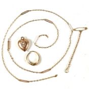COLLECTION OF 9CT GOLD & YELLOW TONE METAL JEWELLERY AF