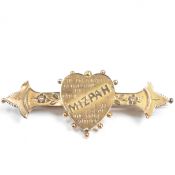 GOLD MIZPAH HEART BROOCH PIN