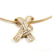 14CT GOLD & DIAMOND RIBBON BOW PENDANT NECKLACE