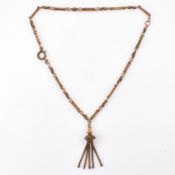 19TH CENTURY FANCY LINK CHAIN WITH ENGRAVED TASSEL PENDANT