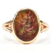 FRENCH 18CT GOLD & CARVED JASPER INTAGLIO RING