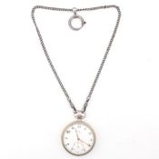 OMEGA POCKET WATCH ON WHITE TONE METAL CHAIN