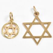 TWO GOLD STAR PENDANT CHARMS