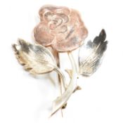 HALLMARKED 9CT BI COLOUR GOLD ROSE BROOCH PIN