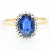 HALLMARKED 9CT GOLD KYANITE HALO RING