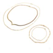 TWO 9CT GOLD NECKLACES & TWO BRACELETS