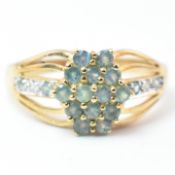 HALLMARKED 9CT GOLD ALEXANDRITE & DIAMOND CLUSTER RING