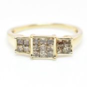 HALLMARKED 9CT GOLD & CHAMPAGNE DIAMOND RING
