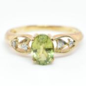 9CT GOLD GREEN SAPPHIRE & DIAMOND RING