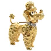 HALLMARKED 1960s 18CT GOLD POODLE BROOCH PIN - BEN ROSENFELD
