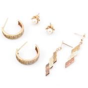 COLLECTION OF 9CT GOLD EARRINGS