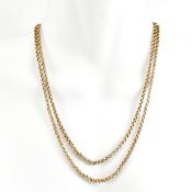 VICTORIAN GOLD LONG GUARD CHAIN LINK NECKLACE