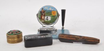 20TH CENTURY JAPANESE PERPETUAL CALENDAR, TWO BOXES AND PIPE
