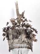 VINTAGE EARLY 20TH-CENTURY WHITE METAL CHINESE WEDDING HEADDRESS