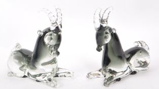 PAIR OF MID CENTURY ITALIAN MURANO STYLE GLASS SCULPTURES