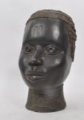 VINTAGE EARLY 20TH CENTURY BRONZE AFRICAN TRIBAL BUST