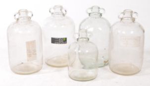 COLLECTION OF FIVE VINTAGE 1980S DEMIJOHN GLASS BOTTLE