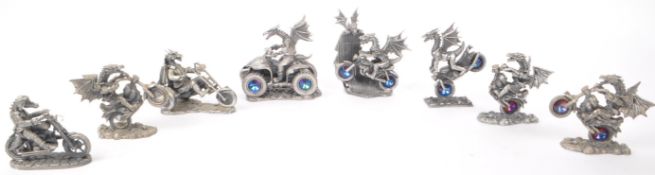 MYTH & MAGIC BY THE TUDOR MINT - CAST PEWTER BIKER DRAGON FIGURES