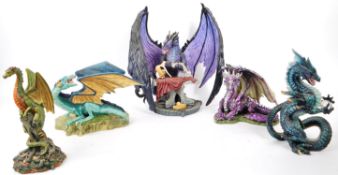 COLLECTION OF SIX 21ST CENTURY DRAGON FIGURES